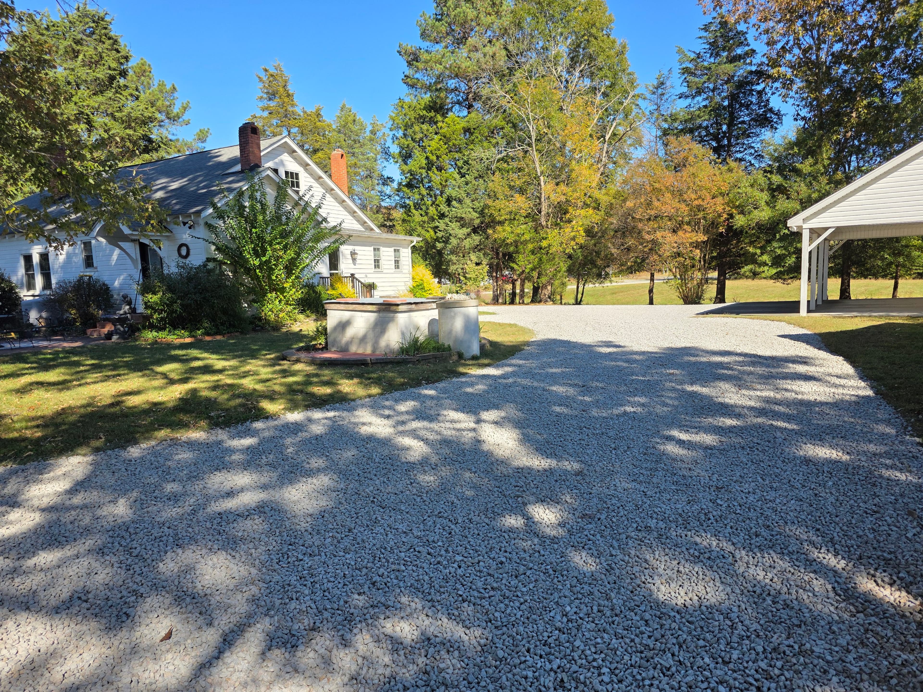 Clean gravel driveway finish after regrading and fresh gravel installation